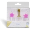 Bougie anniversaire chiffre 1 doré avec bougies étoiles roses