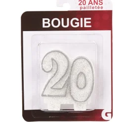 Bougie anniversaire chiffre 2 mat argenté
