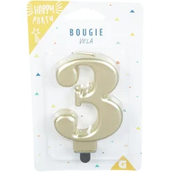 Bougie anniversaire chiffre 3 mat doré < Gifi Best
