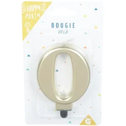 Bougie anniversaire chiffre 0 mat doré
