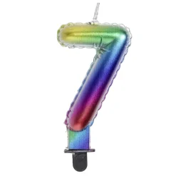 Bougie anniversaire chiffre 7 iridescent < Gifi