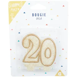 Bougie anniversaire chiffre 20 doré pailleté < Gifi Online