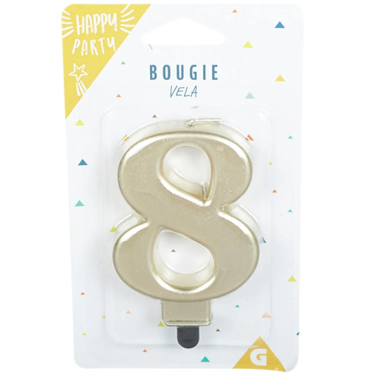 Bougie anniversaire chiffre 8 mat doré < Gifi