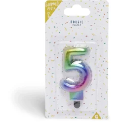 Bougie anniversaire chiffre 5 iridescent