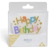 Bougie anniversaire Happy Birthday bannière multicolore et doré < Gifi