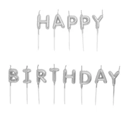 Bougie anniversaire lettres Happy Birthday argenté < Gifi New