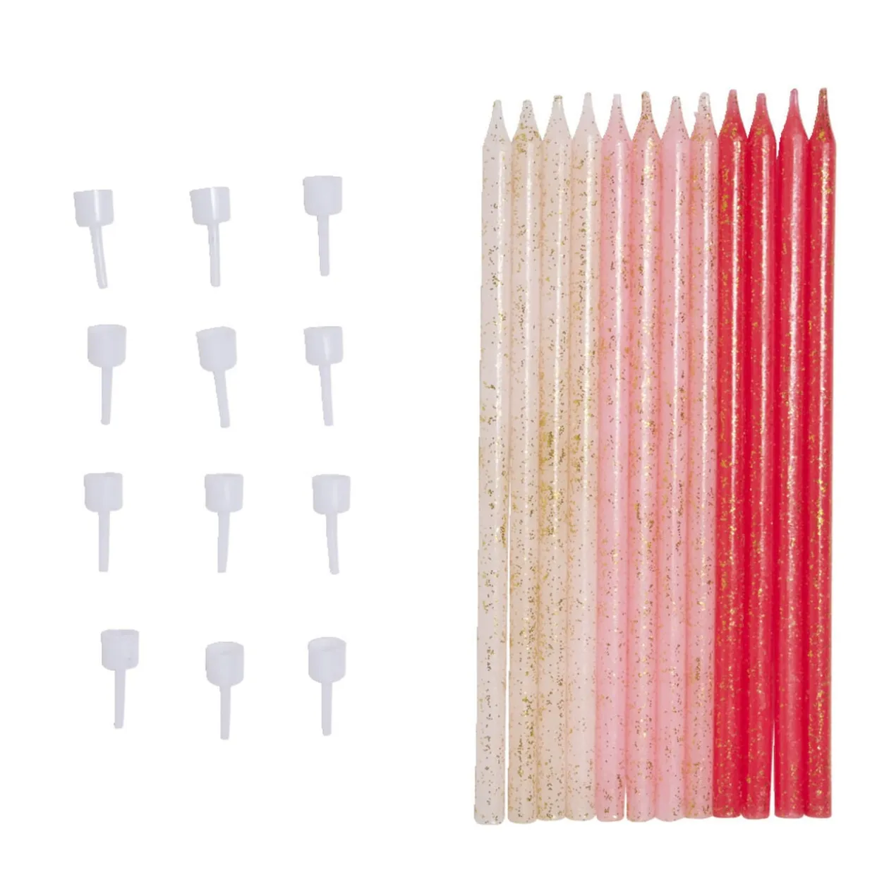 Bougie anniversaire longue rose x12