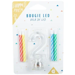 Bougie anniversaire lumineuse à led chiffre 2 < Gifi Sale