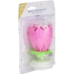 Bougie anniversaire musicale forme fleur 8 mèches