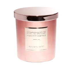 Bougie avec couvercle pot métallisé rose gold senteur pain d'épices 25H < Gifi Outlet