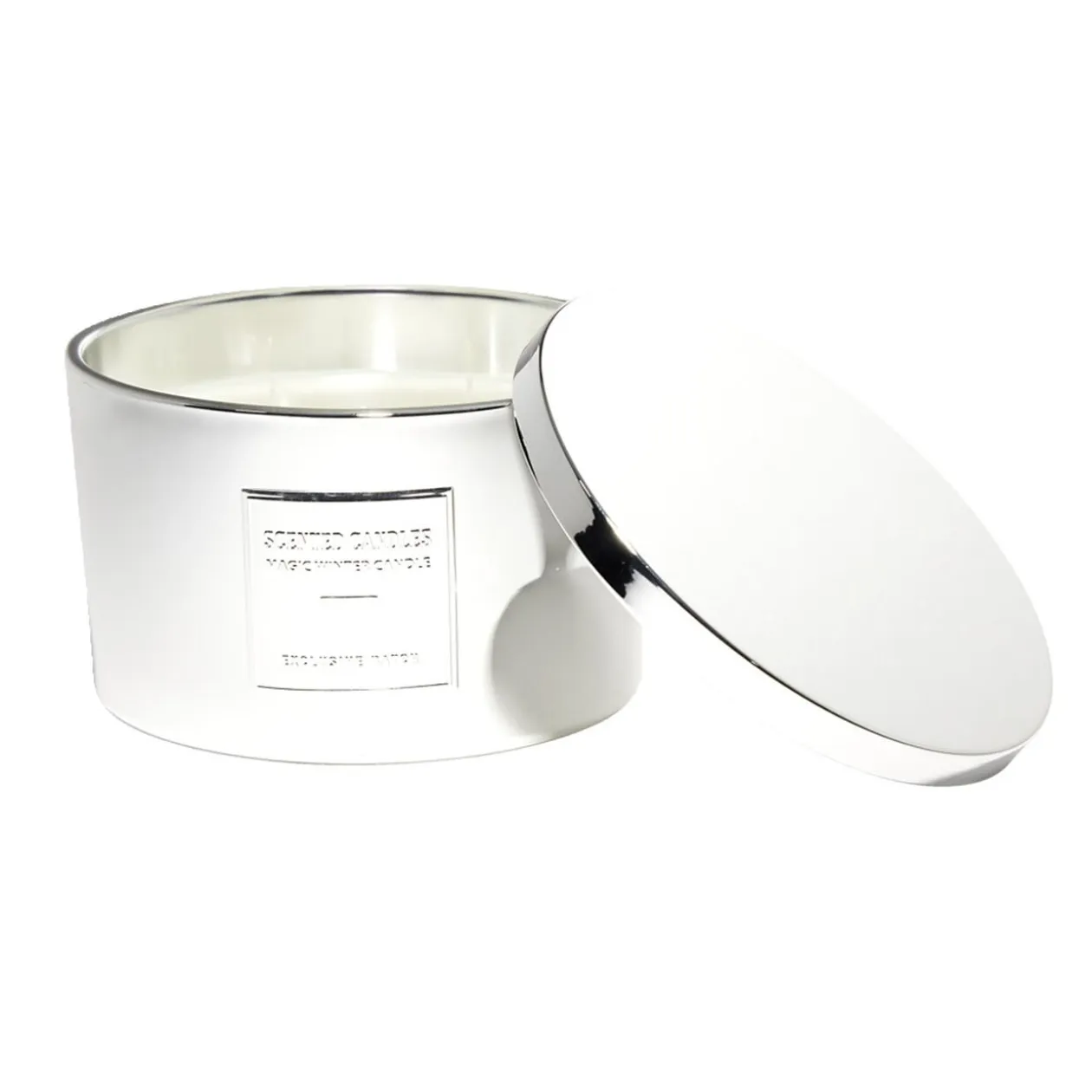 Bougie avec couvercle pot métallisé gris senteur fleur d'oranger 30H