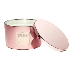 Bougie avec couvercle pot métallisé rose gold senteur pain d'épices 30H