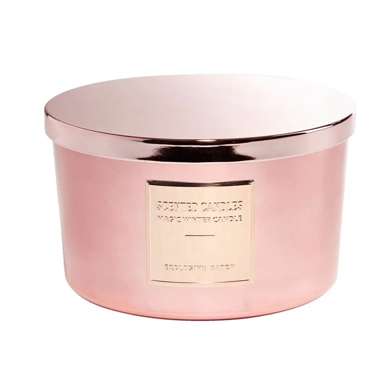 Bougie avec couvercle pot métallisé rose gold senteur pain d'épices 30H