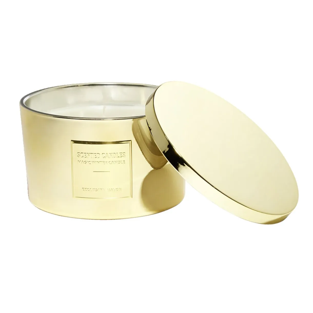 Bougie avec couvercle pot métallisé doré senteur vanille bourbon 30H < Gifi New