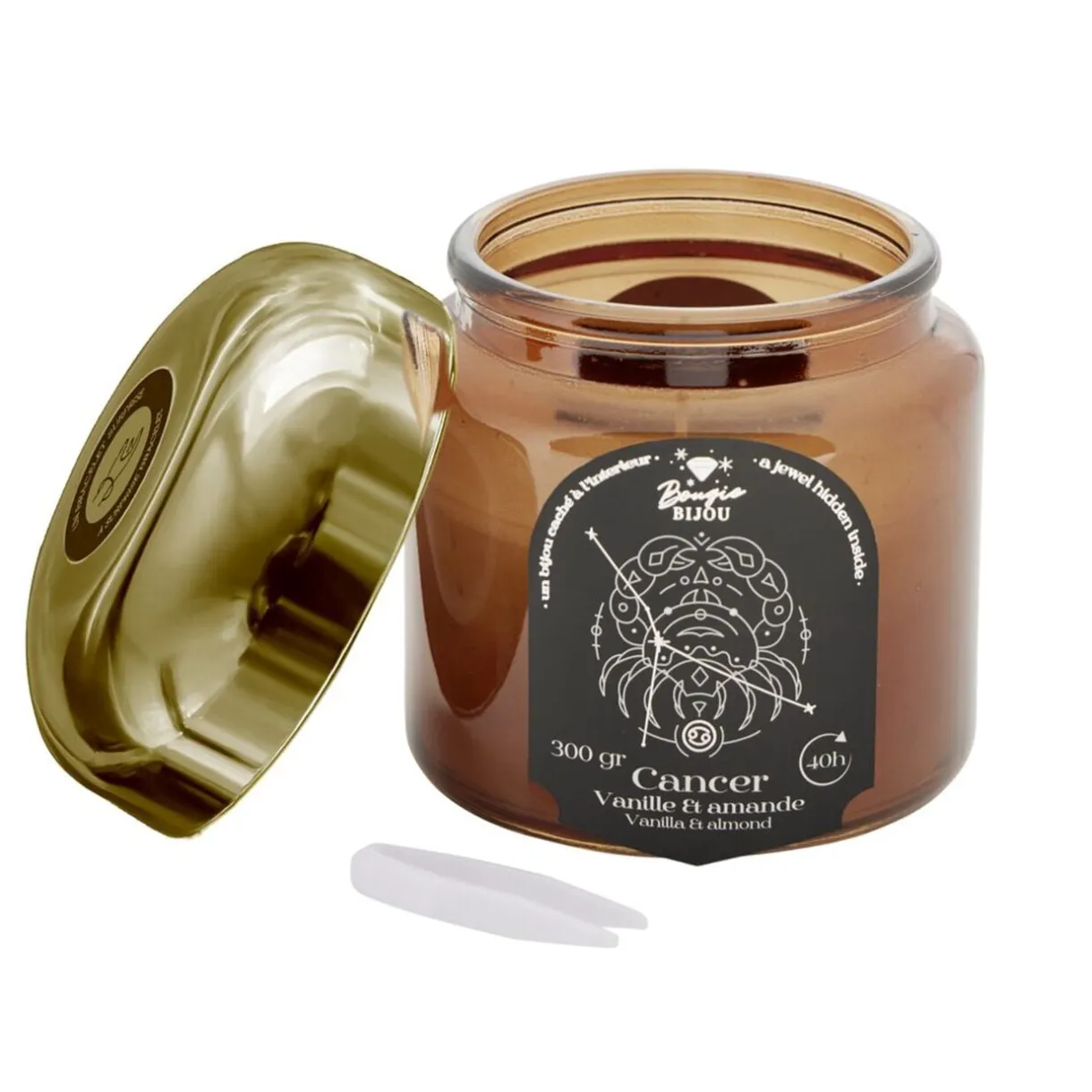 Bougie bijoux bracelet astrologie doré verre parfumée Ø8xH10,5cm (12 modèles) < Gifi Clearance