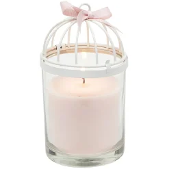 Bougie cage à oiseau rose