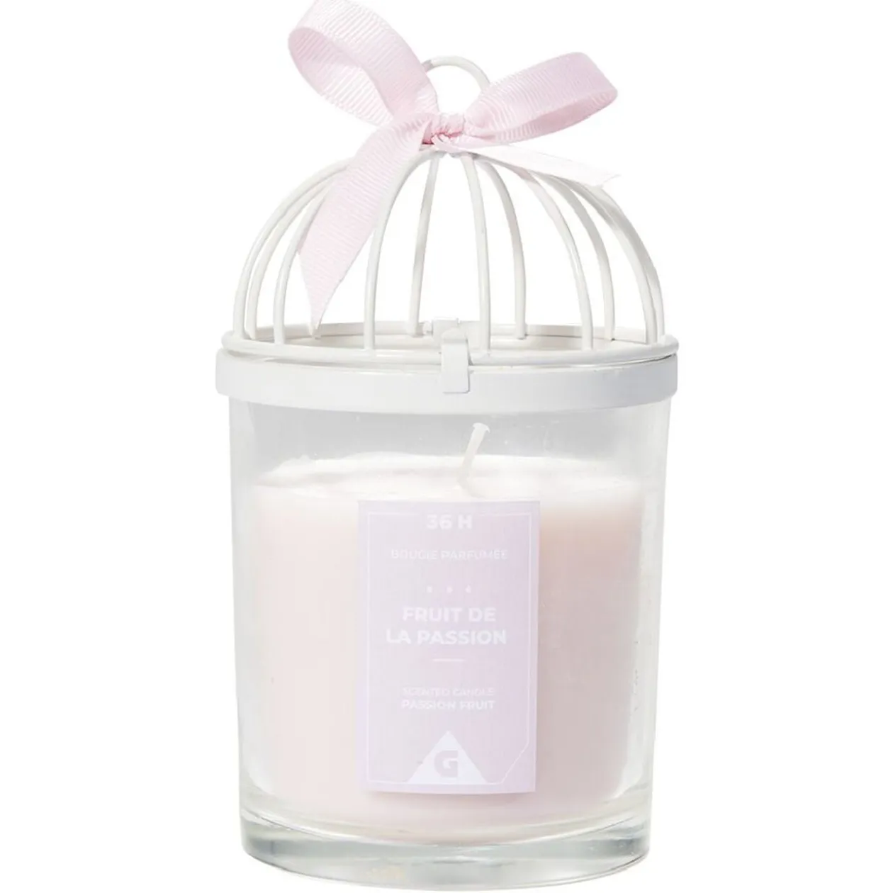 Bougie cage à oiseau rose senteur passion 36H