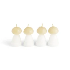 Bougie champignon blanc et jaune 6H x4