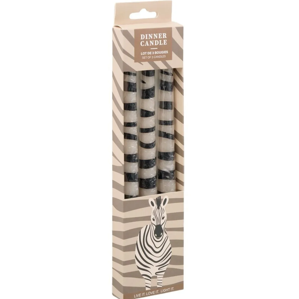 Bougie chandelle cire motif pelage animal Ø2xH25cm (2 modèles léopard ou zèbre) < Gifi Discount