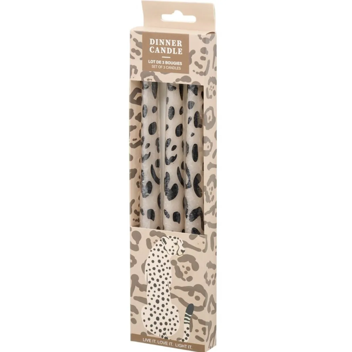 Bougie chandelle cire motif pelage animal Ø2xH25cm (2 modèles léopard ou zèbre) < Gifi Discount