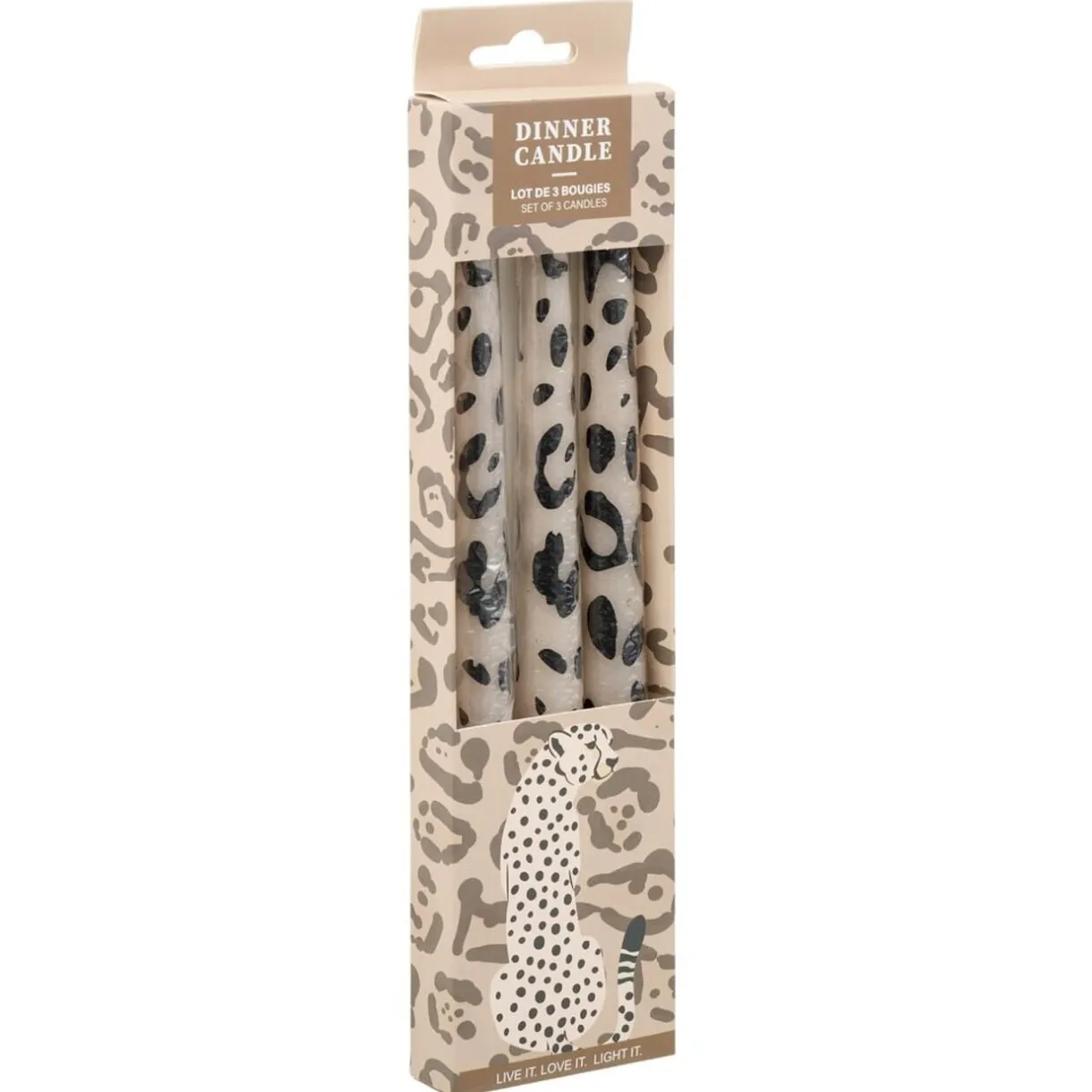 Bougie chandelle cire motif pelage animal Ø2xH25cm (2 modèles léopard ou zèbre) < Gifi Discount