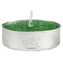 Bougie chauffe plat vert pailleté x6