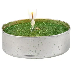 Bougie chauffe plat vert pailleté x6
