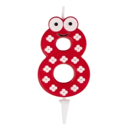 Bougie chiffre 8 cire personnage fleurs rouge et blanc H8,5cm < Gifi Online