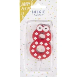 Bougie chiffre 8 cire personnage fleurs rouge et blanc H8,5cm < Gifi Online