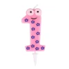 Bougie chiffre 1 cire personnage fleurs rose et violet H8,5cm