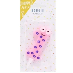 Bougie chiffre 1 cire personnage fleurs rose et violet H8,5cm
