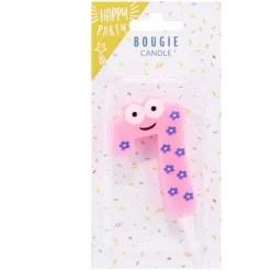 Bougie chiffre 7 personnage fleurs rose et violet H8,5cm < Gifi