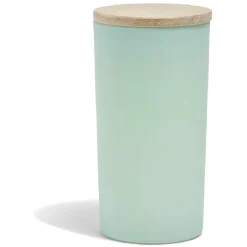 Bougie citronnelle couvercle bois verre vert Ø8xH15cm