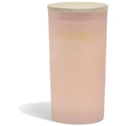Bougie citronnelle couvercle bois verre rose Ø8xH15cm