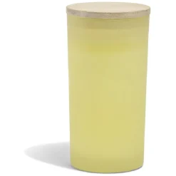 Bougie citronnelle couvercle bois verre jaune Ø8xH15cm