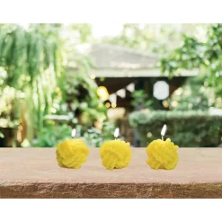 Bougie citronnelle forme pelote de laine jaune Ø5,5cm 3H x3