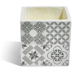 Bougie citronnelle pot ciment carré motifs carreaux gris 11x11x11cm < Gifi Outlet