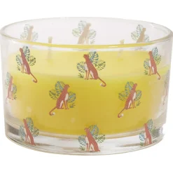 Bougie citronnelle pot en verre motif tropical 30H - Ø13xH8cm