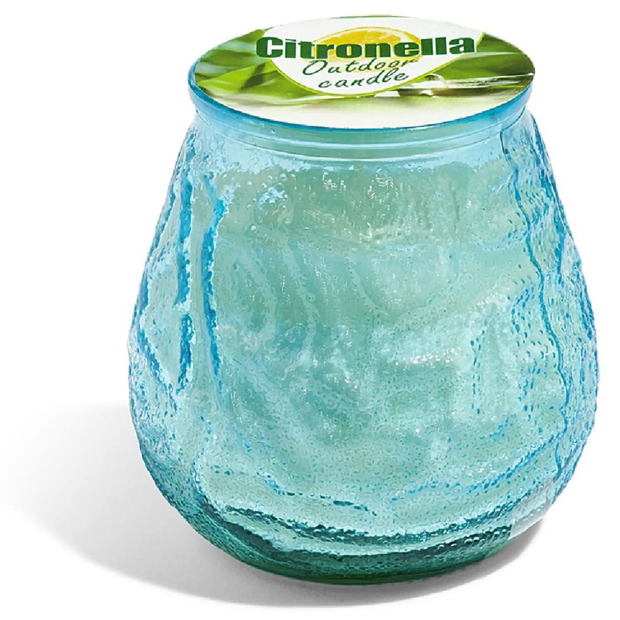 Bougie citronnelle verre relief Ø9xH10cm (2 modèles)