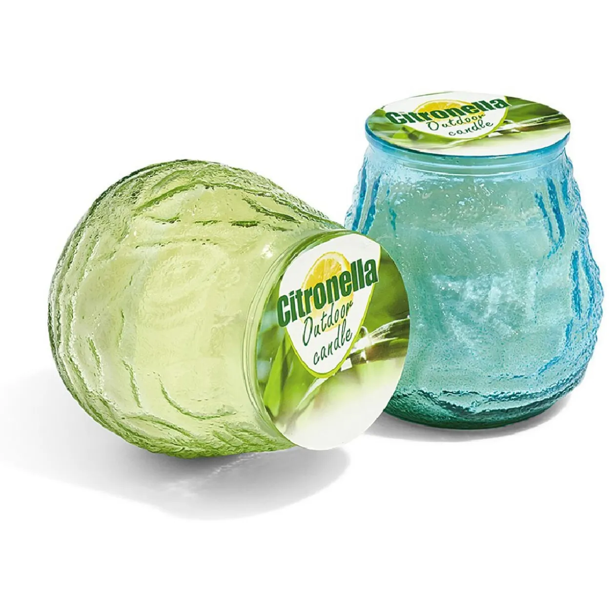 Bougie citronnelle verre relief Ø9xH10cm (2 modèles)
