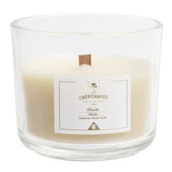 Bougie crépitante mèche en bois senteur vanille 15H < Gifi New