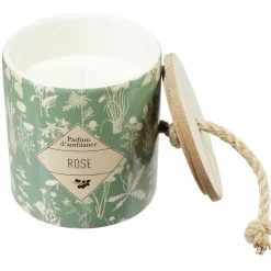 Bougie dans pot céramique design végétal