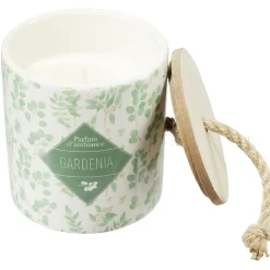 Bougie dans pot céramique design végétal