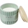 Bougie dans pot céramique et bambou Ø9xH8cm