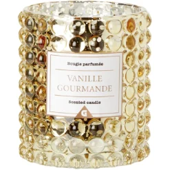 Bougie dans verre design relief senteur vanille gourmande < Gifi Online