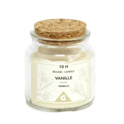 Bougie dans verre et bouchon liège Ø6xH6,5cm (4 modèles)