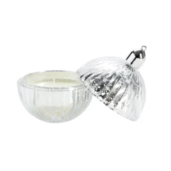 Bougie dans verre forme boule de Noël Ø8xH10,5cm (4 modèles)
