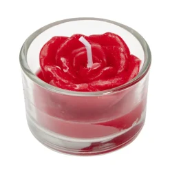 Bougie dans verre forme rose Ø5xH3cm (3 modèles)
