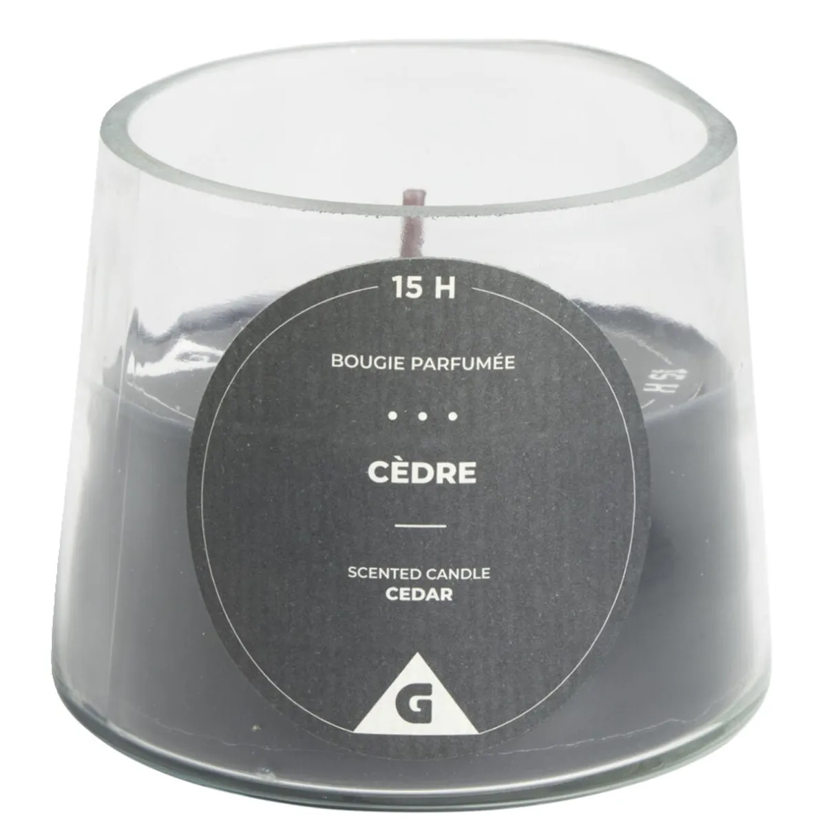 Bougie dans verre senteur cèdre Ø9xH7.5cm < Gifi New