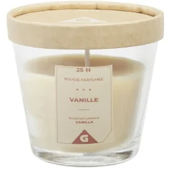 Bougie dans verre transparent senteur vanille